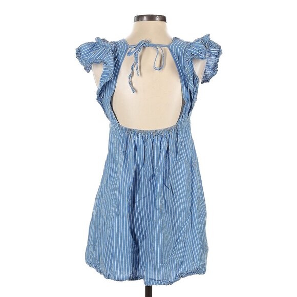 Urban Outfitters Blue White Striped Ruffled Babydoll Dress | Boho Girlhoodcore S - Picture 4 of 11